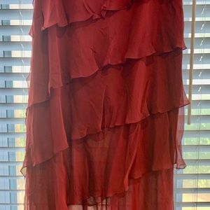 SOLD! Carmen Marc Valvo Collection silk long red skirt